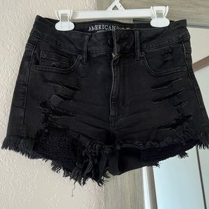 American Eagle black super stretch shorts size 6